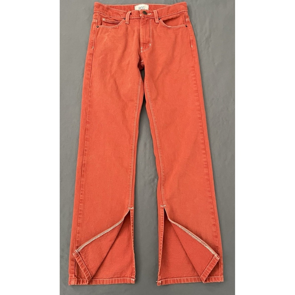 BDG Urban Outfitters Jeans Womens Sz 25 Coral Orange High Straight Leg Split Hem